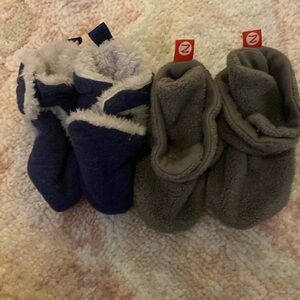 Zutano baby booties gray and blue carters baby booties